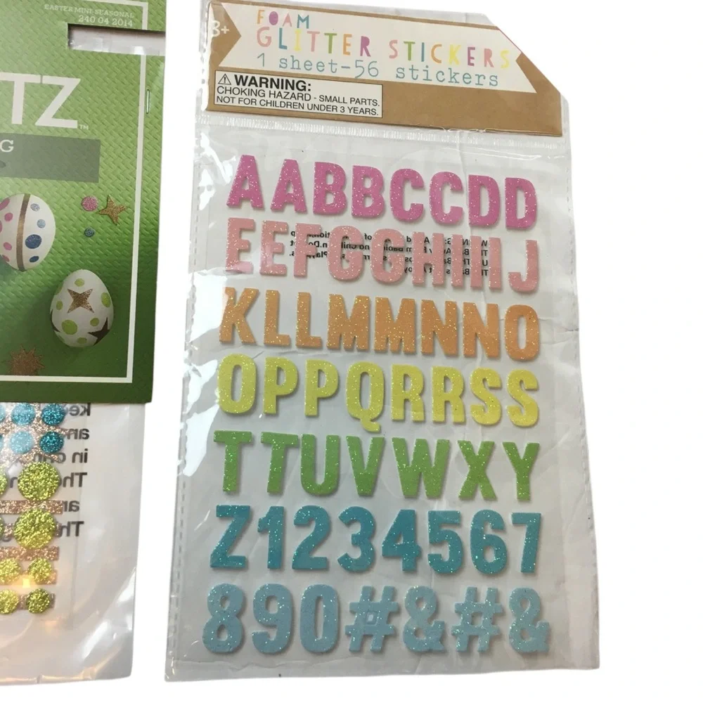 Glitter Stickers Foam Alphabet Letters Numbers 3 Sheets Homeschool Crafts NEW